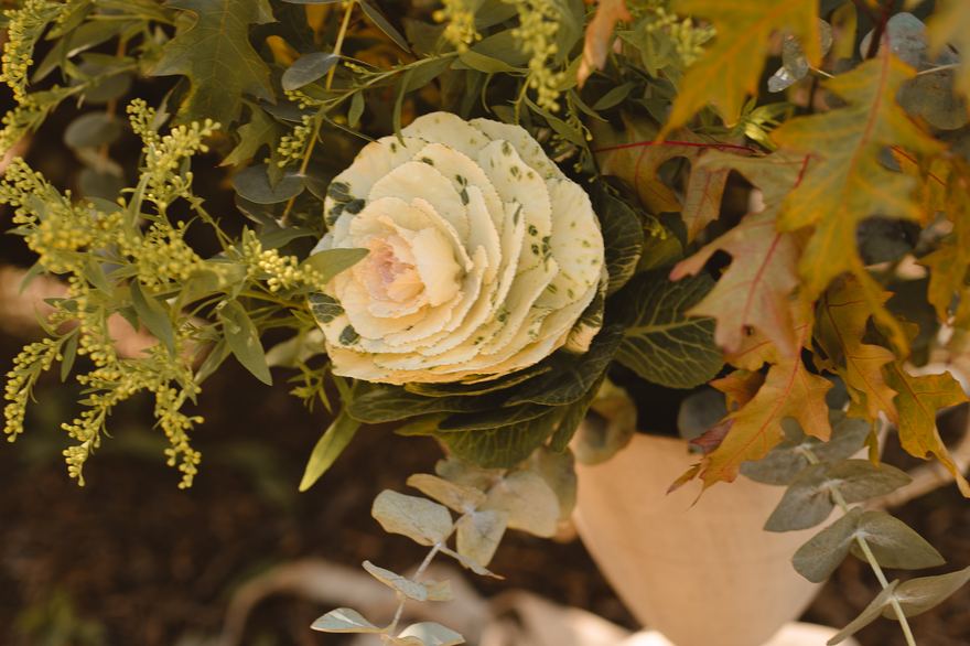 Detalle floral de ATEMP con hojas de otoño